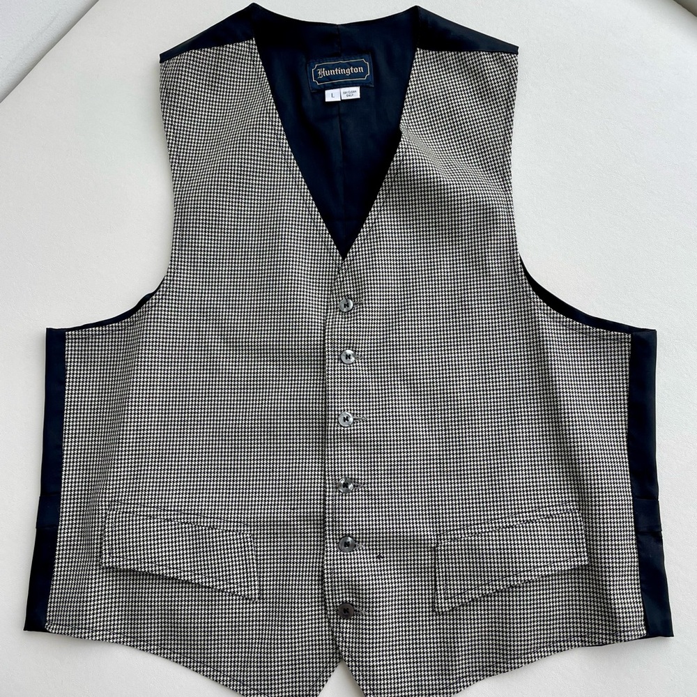 Men's Black and White Checkered Vest